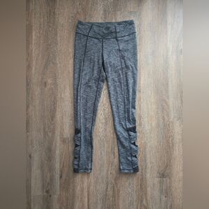 GUC Girls Athleta Girl Gray Leggings with Black Lace-Up Detail Size Large